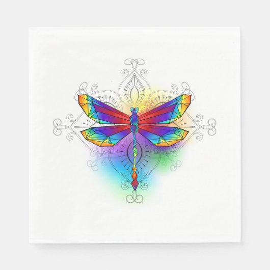 Rainbow Polygonal Dragonfly Serviette (Vorderseite)