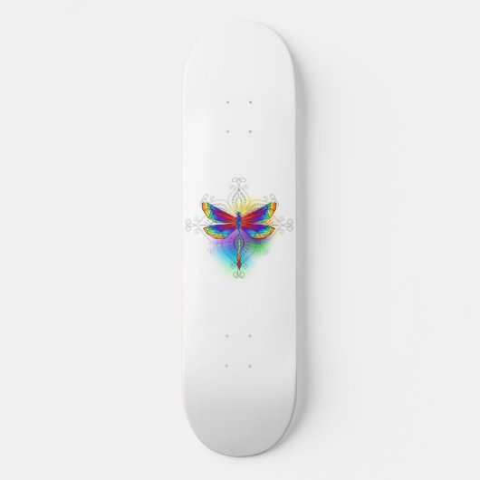 Rainbow Polygonal Dragonfly Skateboard (Vorderseite)