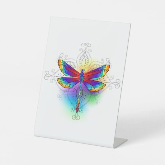 Rainbow Polygonal Dragonfly Sockelschild (Vorderseite)