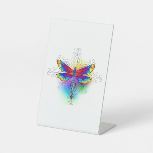 Rainbow Polygonal Dragonfly Sockelschild (Vorderseite)
