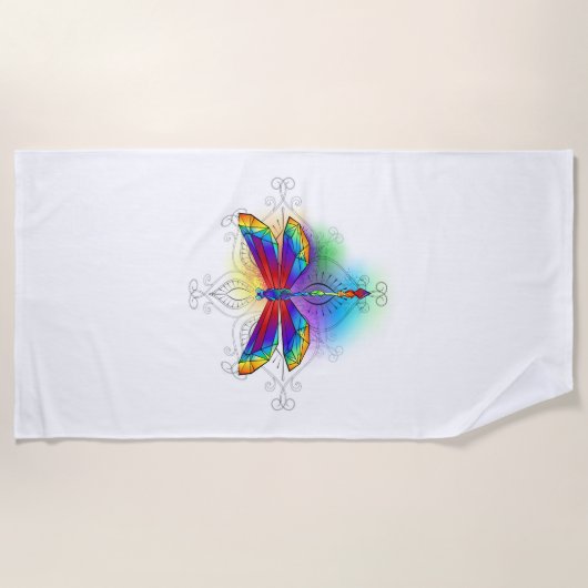 Rainbow Polygonal Dragonfly Strandtuch (Vorderseite)