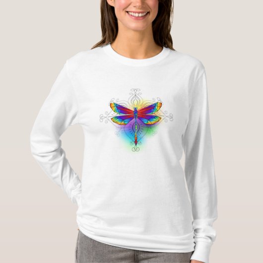 Rainbow Polygonal Dragonfly T-Shirt (Vorderseite)