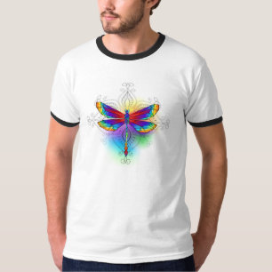 Rainbow Polygonal Dragonfly T-Shirt