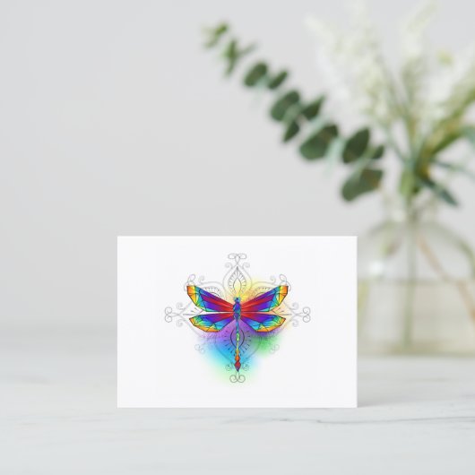 Rainbow Polygonal Dragonfly Telefonnummerkarte (Stehend Vorderseite)