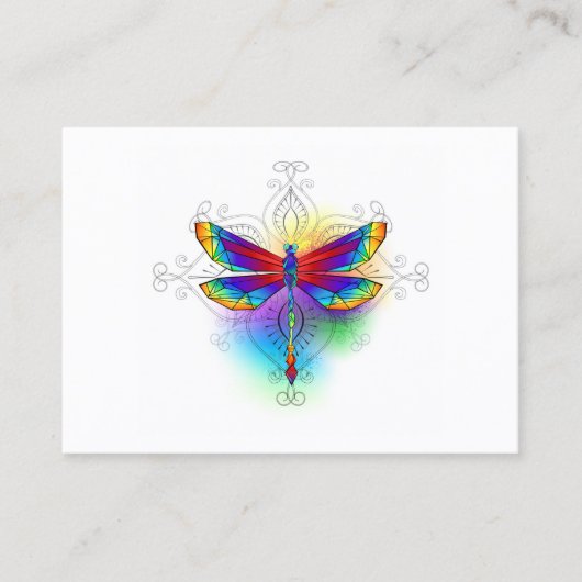 Rainbow Polygonal Dragonfly Telefonnummerkarte (Vorderseite)
