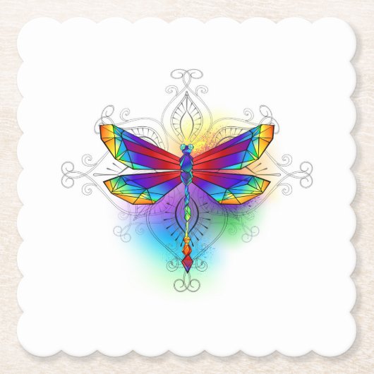 Rainbow Polygonal Dragonfly Untersetzer (Vorderseite)