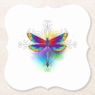Rainbow Polygonal Dragonfly Untersetzer