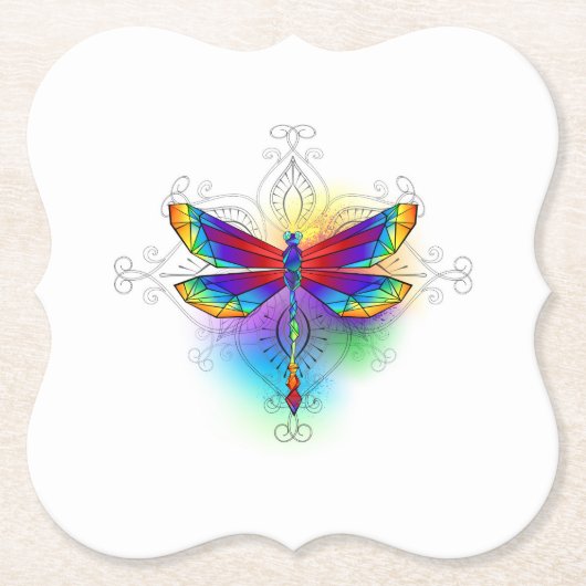 Rainbow Polygonal Dragonfly Untersetzer (Vorderseite)