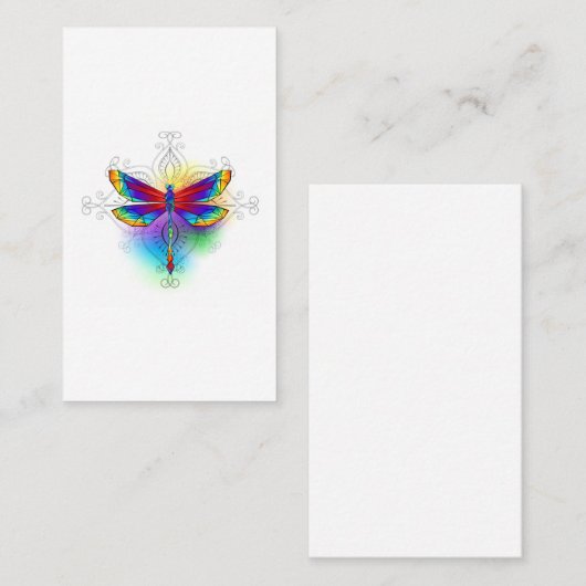 Rainbow Polygonal Dragonfly Visitenkarte (Vorne/Hinten)