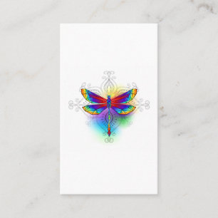 Rainbow Polygonal Dragonfly Visitenkarte