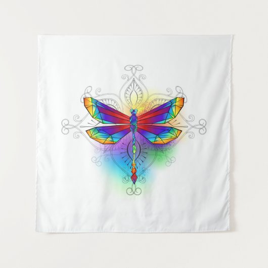 Rainbow Polygonal Dragonfly Wandteppich (Vorderseite)