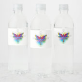 Rainbow Polygonal Dragonfly Wasserflaschenetikett (Flaschen)