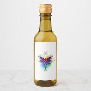 Rainbow Polygonal Dragonfly Weinetikett