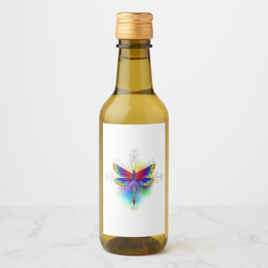 Rainbow Polygonal Dragonfly Weinetikett (Vorderseite)
