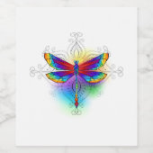 Rainbow Polygonal Dragonfly Weinetikett (Einzelnes Label)