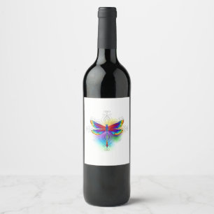 Rainbow Polygonal Dragonfly Weinetikett
