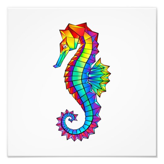 Rainbow Polygonal Seahorse Fotodruck (Vorne)