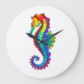 Rainbow Polygonal Seahorse Große Wanduhr (Vorderseite)