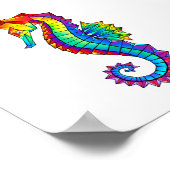 Rainbow Polygonal Seahorse Poster (Ecke)