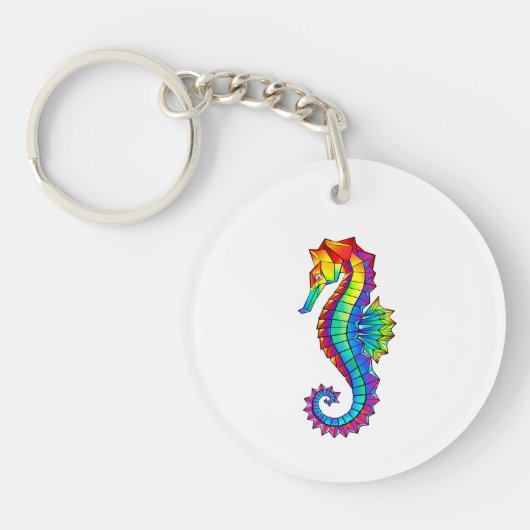 Rainbow Polygonal Seahorse Schlüsselanhänger (Vorderseite)