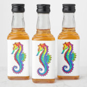 Rainbow Polygonal Seepferd Alkoholflaschenetikett (Flaschen)