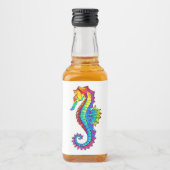 Rainbow Polygonal Seepferd Alkoholflaschenetikett (Vorderseite)