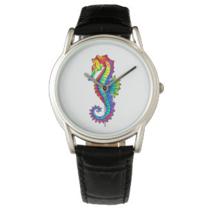Rainbow Polygonal Seepferd Armbanduhr