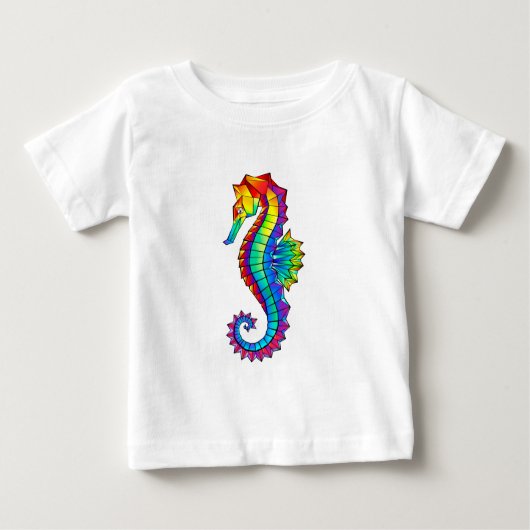 Rainbow Polygonal Seepferd Baby T-shirt (Vorderseite)