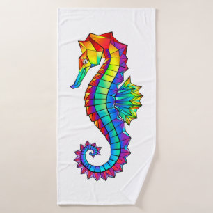 Rainbow Polygonal Seepferd Badehandtuch