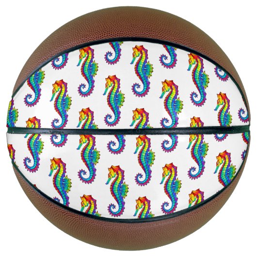 Rainbow Polygonal Seepferd Basketball (Vorderseite)