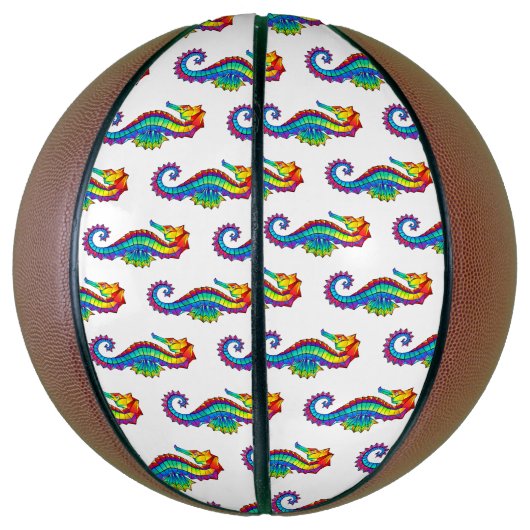 Rainbow Polygonal Seepferd Basketball (Vertikal)