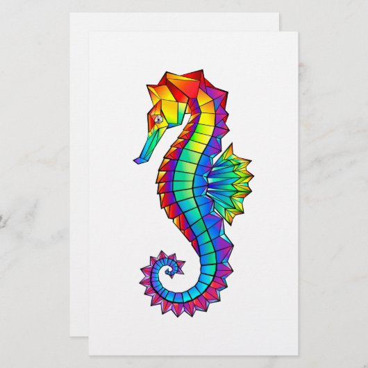 Rainbow Polygonal Seepferd Briefpapier (Vorne/Hinten)