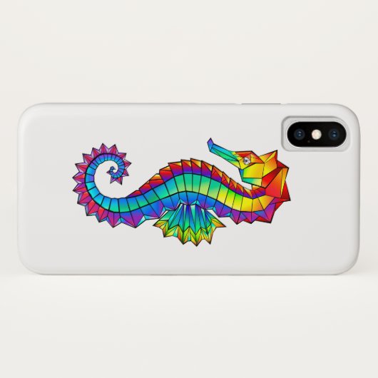 Rainbow Polygonal Seepferd Case-Mate iPhone Hülle (Rückseite (Horizontal))