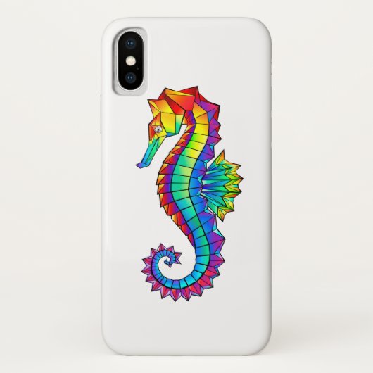 Rainbow Polygonal Seepferd Case-Mate iPhone Hülle (Rückseite)