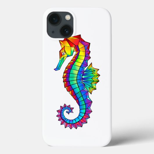 Rainbow Polygonal Seepferd Case-Mate iPhone Hülle (Rückseite)