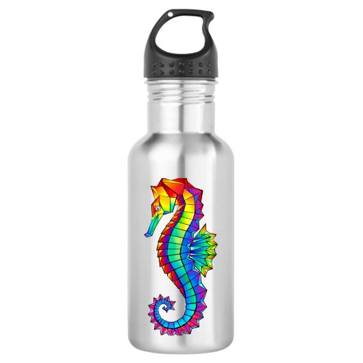 Rainbow Polygonal Seepferd Edelstahlflasche (Vorderseite)