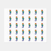 Rainbow Polygonal Seepferd Etiketten (Blatt)
