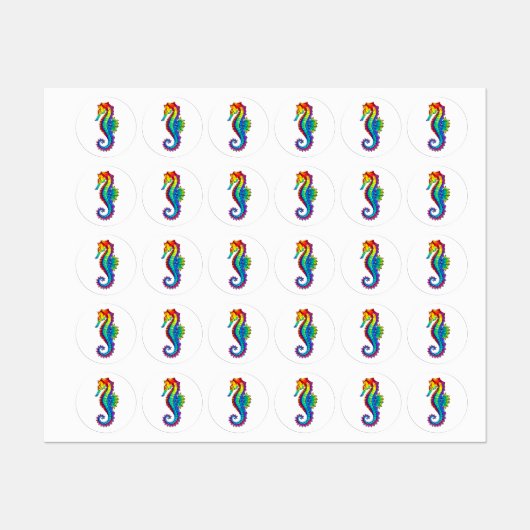 Rainbow Polygonal Seepferd Etiketten (Blatt)