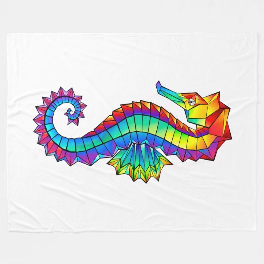 Rainbow Polygonal Seepferd Fleecedecke (Vorderseite (Horizontal))