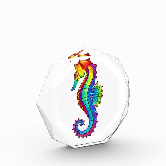 Rainbow Polygonal Seepferd Fotoblock (Links)