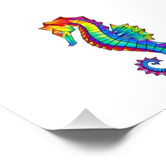 Rainbow Polygonal Seepferd Fotodruck (Ecke)