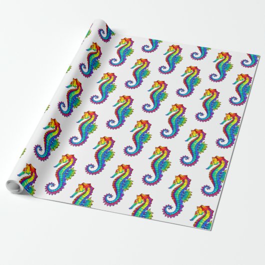 Rainbow Polygonal Seepferd Geschenkpapier (Ungerollt)