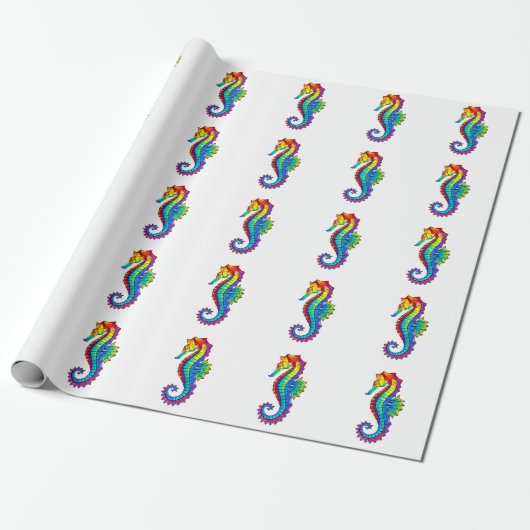 Rainbow Polygonal Seepferd Geschenkpapier (Ungerollt)