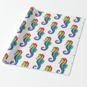 Rainbow Polygonal Seepferd Geschenkpapier (Ungerollt)