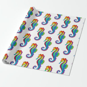 Rainbow Polygonal Seepferd Geschenkpapier