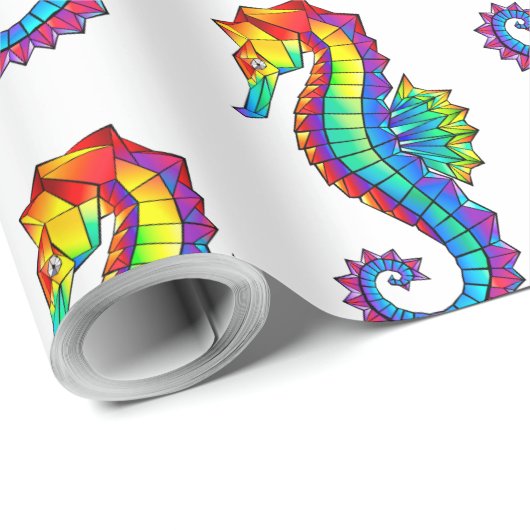 Rainbow Polygonal Seepferd Geschenkpapier (Rolleneckpunkt)