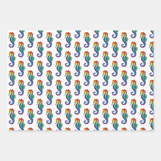 Rainbow Polygonal Seepferd Geschenkpapier Set (Vorderseite 2)