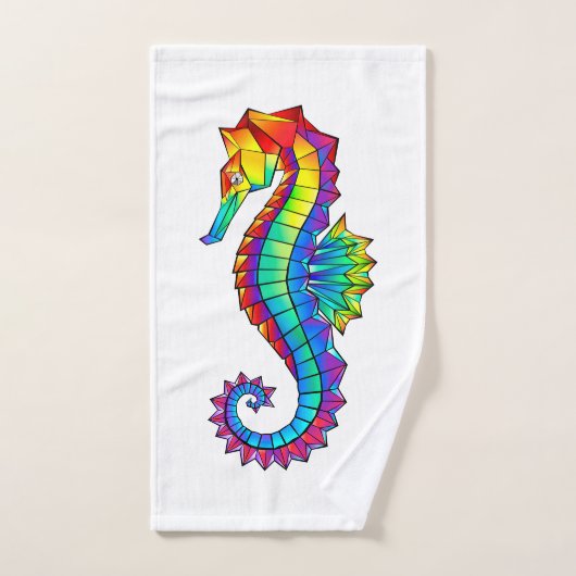 Rainbow Polygonal Seepferd Handtuch (Handtuch)