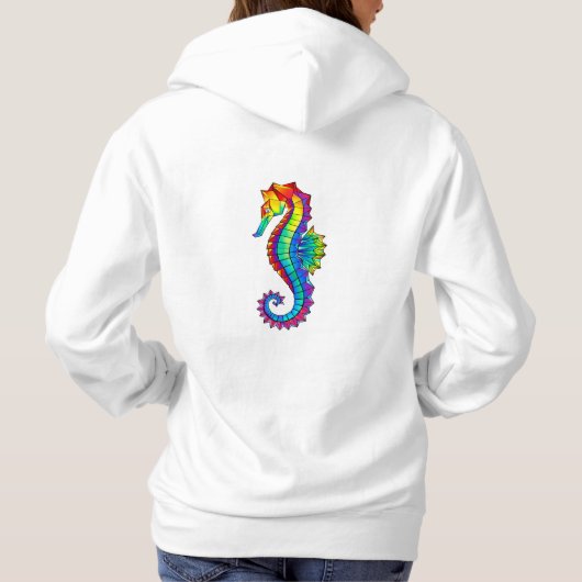 Rainbow Polygonal Seepferd Hoodie (Rückseite)