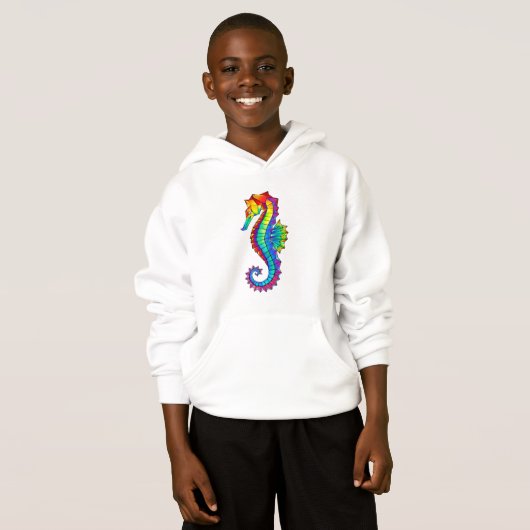 Rainbow Polygonal Seepferd Hoodie (Vorne ganz)